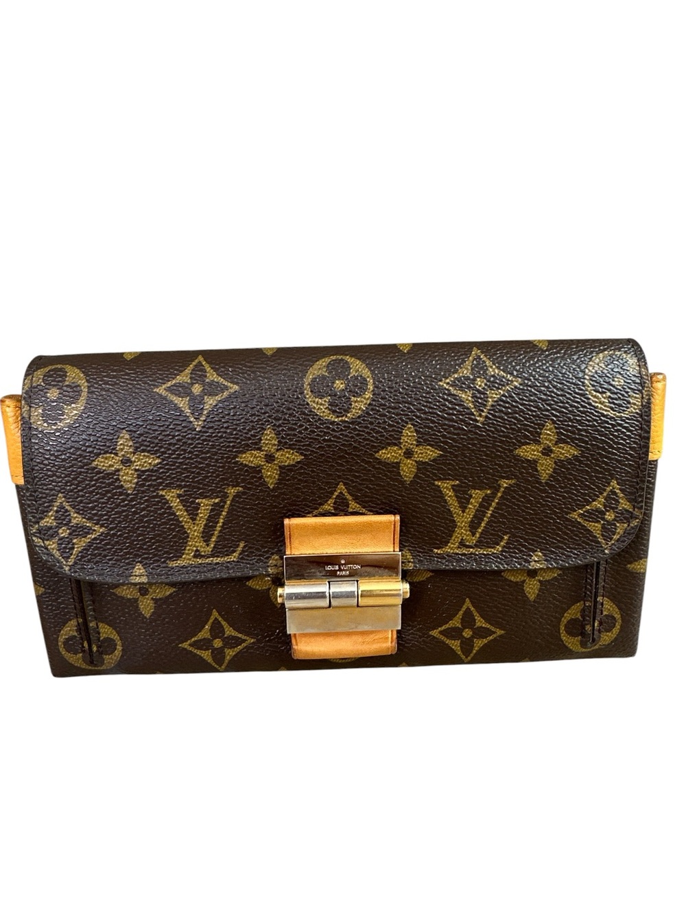 Louis Vuitton Brown Monogram Clutch with Gold-Tone Hardware